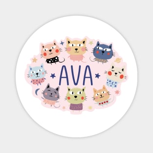 Ava name with cartoon cats Magnet